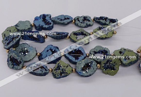 CNG3418 15.5 inches 18*25mm - 30*35mm freeform plated druzy agate beads