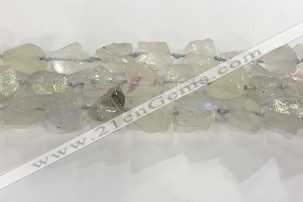 CNG3545 15*20mm - 20*25mm nuggets plated rough white crystal beads