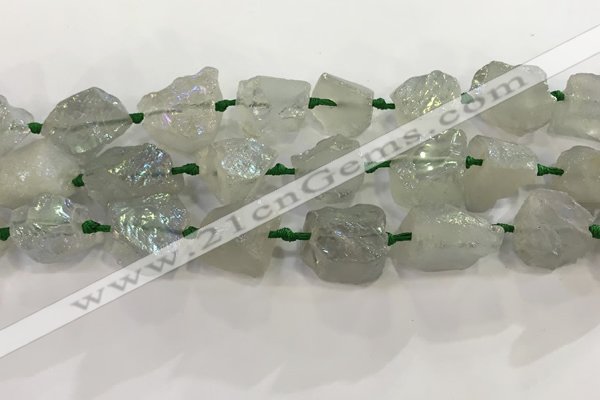 CNG3546 15*20mm - 20*25mm nuggets plated rough white crystal beads