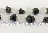 CNG3572 18*20mm - 25*30mm nuggets rough white crystal & smoky quartz beads