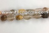 CNG3584 15*25mm - 20*35mm faceted nuggets mixed rutilated quartz beads