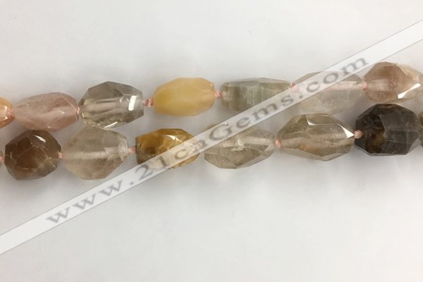 CNG3584 15*25mm - 20*35mm faceted nuggets mixed rutilated quartz beads