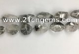 CNG3585 15*25mm - 20*30mm faceted nuggets black rutilated quartz beads