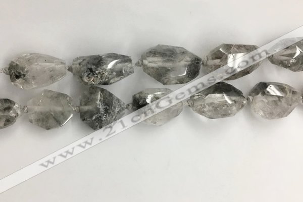 CNG3585 15*25mm - 20*30mm faceted nuggets black rutilated quartz beads