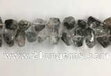 CNG3586 15*20mm - 15*30mm faceted nuggets black rutilated quartz beads