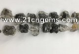 CNG3587 15*20mm - 18*25mm nuggets black & white rutilated quartz beads