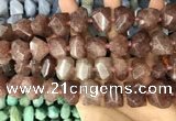 CNG3606 13*20mm - 15*24mm faceted nuggets strawberry quartz beads