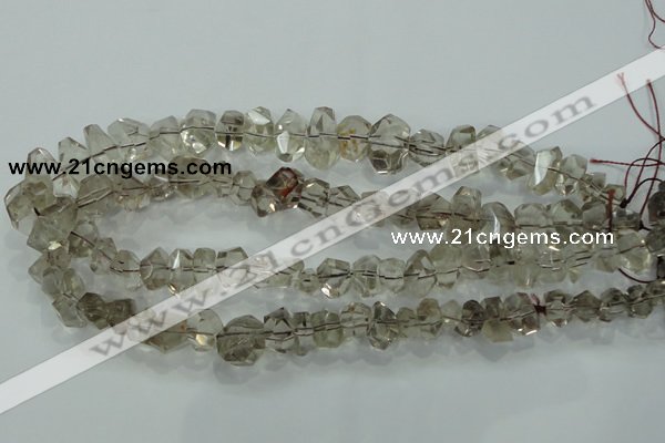 CNG366 15.5 inches 10*20mm faceted nuggets smoky quartz beads