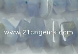 CNG368 15.5 inches 10*20mm faceted nuggets blue chalcedony beads