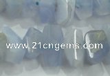 CNG368 15.5 inches 10*20mm faceted nuggets blue chalcedony beads