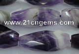 CNG372 15.5 inches 16*35mm faceted nuggets amethyst beads