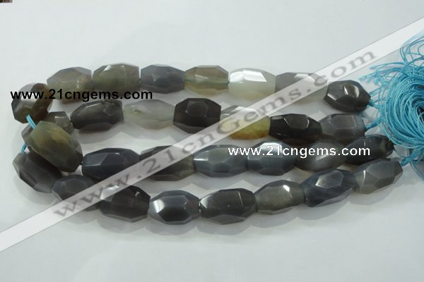 CNG394 15.5 inches 16*26mm faceted nuggets grey agate beads