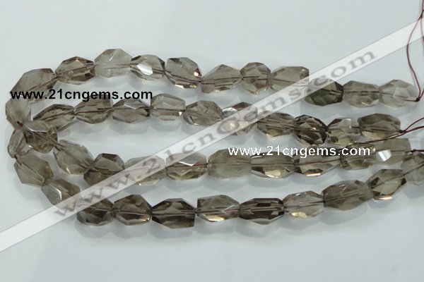 CNG401 15.5 inches 15*20mm faceted nuggets smoky quartz beads