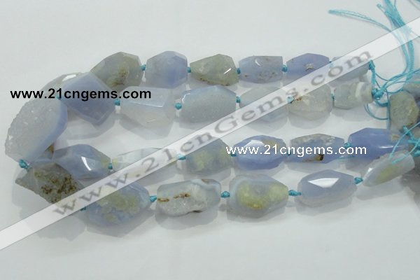 CNG404 15.5 inches 15*20mm - 18*30mm faceted nuggets blue chalcedony beads