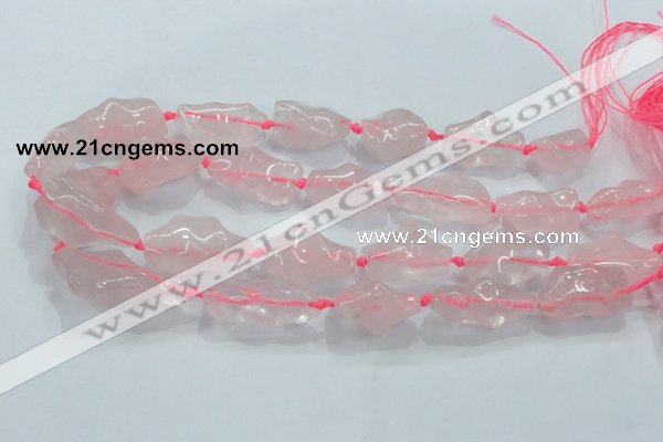 CNG422 15.5 inches 15*20mm - 22*34mm nuggets rose quartz beads