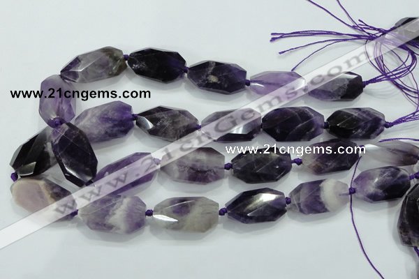 CNG482 15.5 inches 20*30mm twisted & faceted nuggets amethyst beads