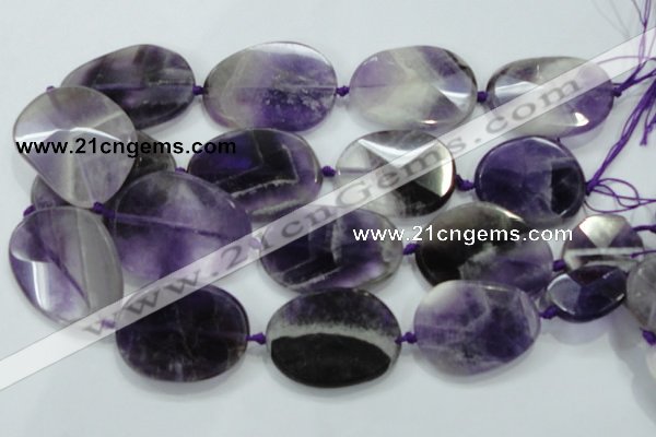 CNG485 20*30mm - 35*45mm twisted & faceted nuggets amethyst beads