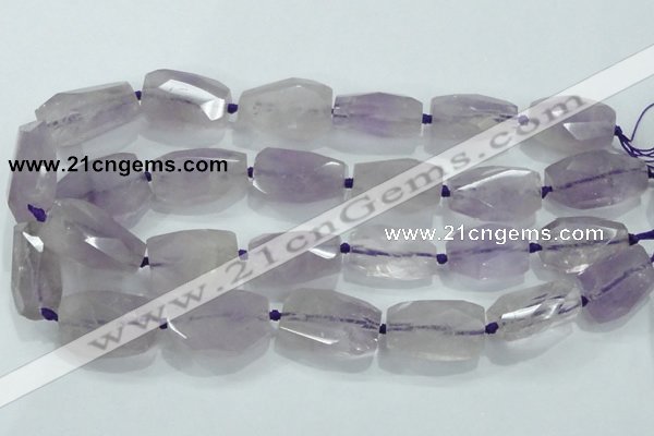 CNG489 15 inches 22*32mm twisted & faceted nuggets amethyst beads