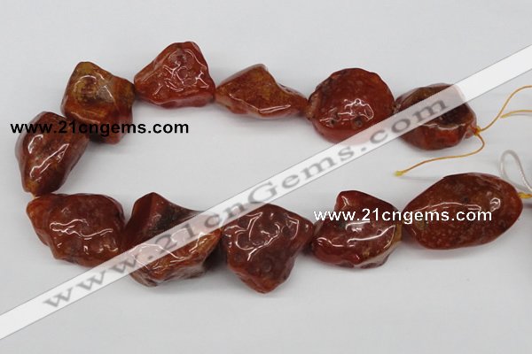 CNG49 15.5 inches 28*32mm nuggets red agate gemstone beads