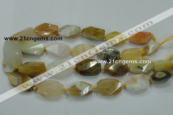 CNG493 15 inches 15*20mm – 20*32mm twisted & faceted nuggets agate beads