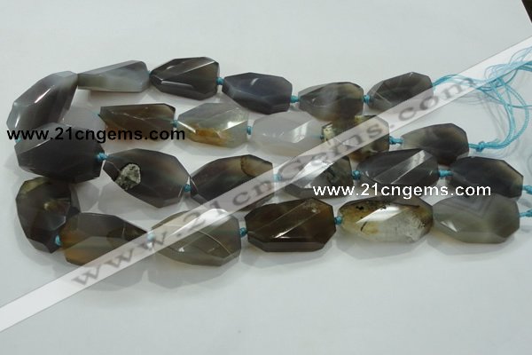 CNG494 15 inches 18*25mm – 22*32mm twisted & faceted nuggets agate beads