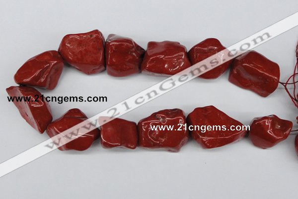 CNG50 15.5 inches 25*35mm nuggets red jasper gemstone beads