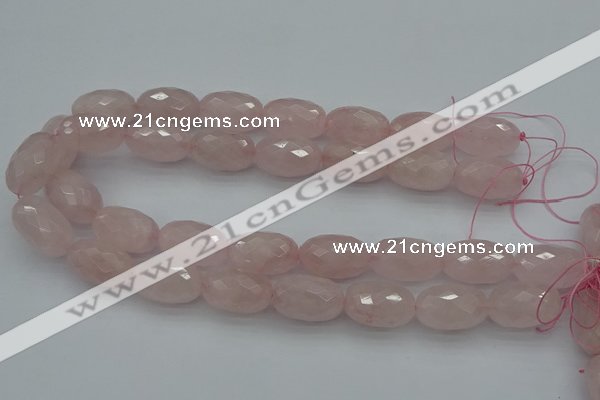 CNG5004 15.5 inches 15*25mm faceted rice rose quartz beads