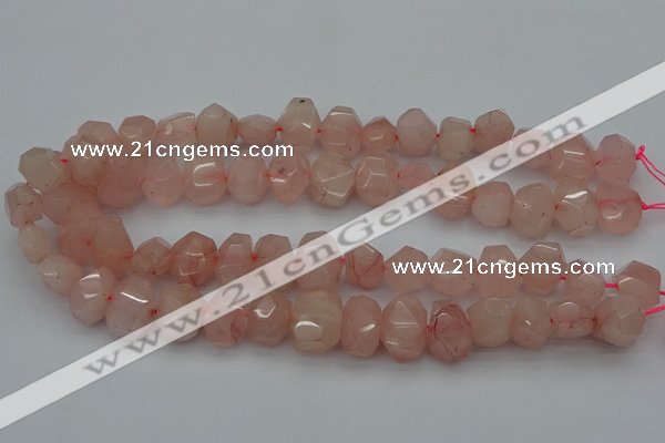 CNG5005 15.5 inches 12*16mm - 15*20mm faceted nuggets rose quartz beads