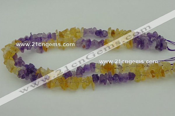 CNG5045 15.5 inches 4*8mm - 6*15mm nuggets amethyst & citrine beads