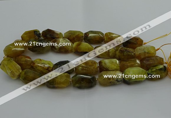 CNG5087 13*18mm - 15*25mm faceted nuggets yellow & green opal beads