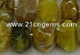 CNG5095 13*18mm - 15*20mm faceted nuggets yellow & green opal beads