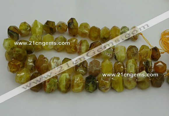 CNG5095 13*18mm - 15*20mm faceted nuggets yellow & green opal beads