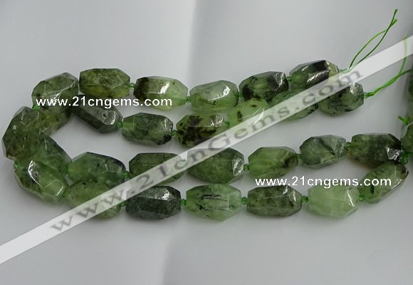 CNG5203 13*18mm - 15*25mm faceted nuggets green rutilated quartz beads