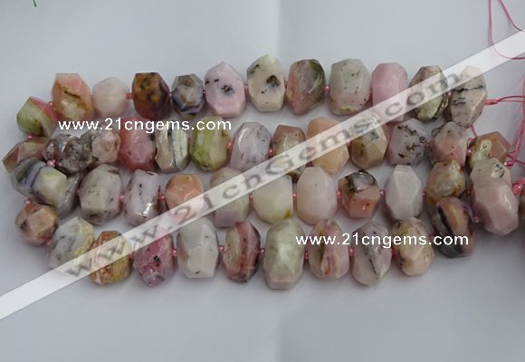 CNG5205 12*16mm - 15*20mm faceted nuggets pink opal gemstone beads