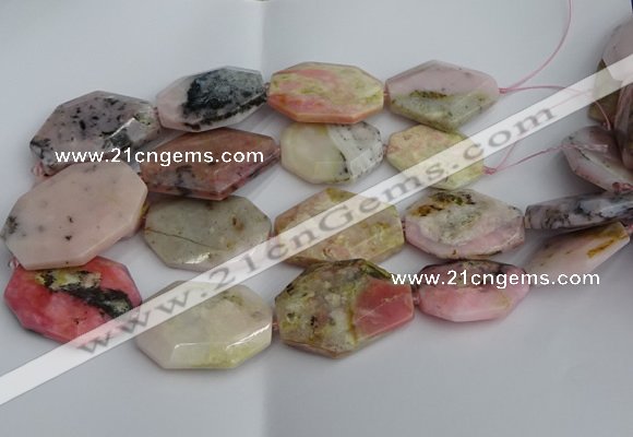 CNG5207 15.5 inches 20*30mm - 25*45mm freeform pink opal gemstone beads