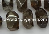 CNG5214 15.5 inches 12*16mm - 15*20mm faceted nuggets smoky quartz beads