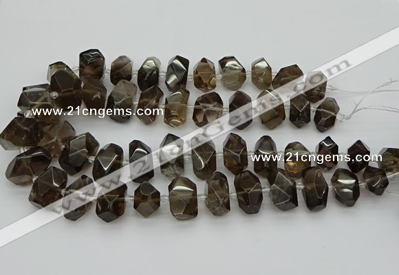 CNG5214 15.5 inches 12*16mm - 15*20mm faceted nuggets smoky quartz beads