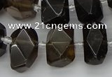 CNG5215 15.5 inches 12*16mm - 15*20mm faceted nuggets smoky quartz beads