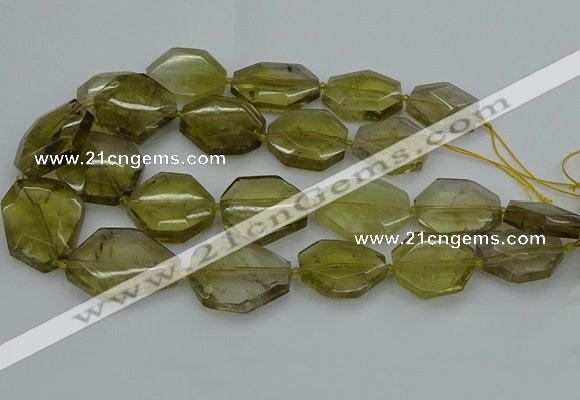 CNG5284 15.5 inches 20*30mm - 35*45mm faceted freeform lemon quartz beads