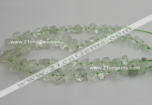 CNG5308 15.5 inches 8*15mm - 15*25mm nuggets green phantom quartz beads