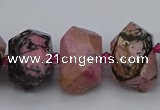 CNG5326 15.5 inches 12*16mm - 15*20mm faceted nuggets rhodonite beads