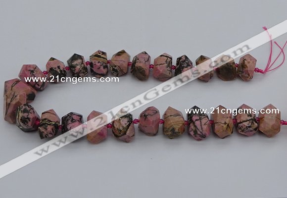 CNG5326 15.5 inches 12*16mm - 15*20mm faceted nuggets rhodonite beads