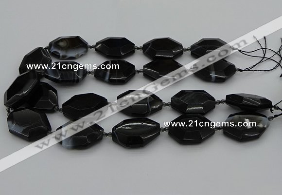 CNG5350 15.5 inches 25*35mm - 30*40mm faceted freeform agate beads