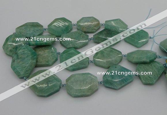 CNG5353 15.5 inches 20*30mm - 35*45mm faceted freeform amazonite beads