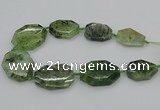 CNG5359 20*30mm - 35*45mm faceted freeform green rutilated quartz beads