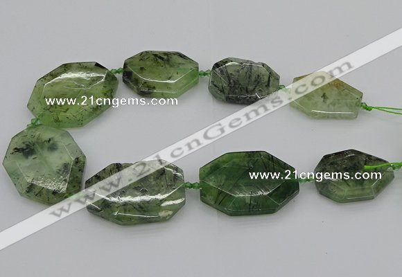 CNG5359 20*30mm - 35*45mm faceted freeform green rutilated quartz beads