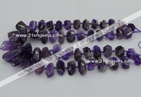 CNG5365 15.5 inches 12*16mm - 15*25mm faceted nuggets amethyst beads