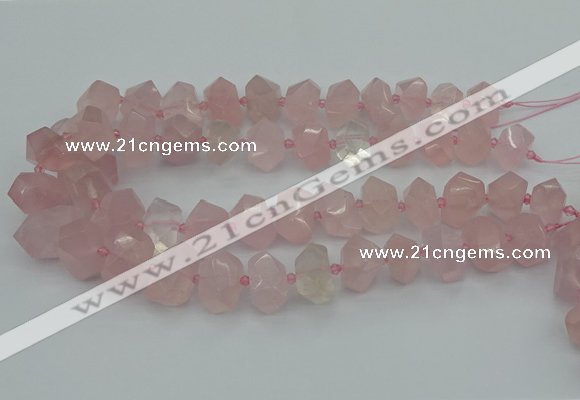 CNG5367 15.5 inches 12*16mm - 15*20mm faceted nuggets rose quartz beads