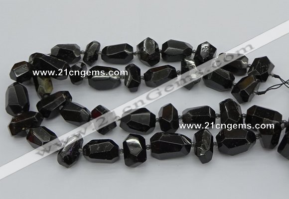 CNG5373 12*16mm - 18*25mm faceted nuggets black tourmaline beads