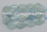 CNG5375 15.5 inches 20*30mm - 35*45mm faceted freeform aquamarine beads